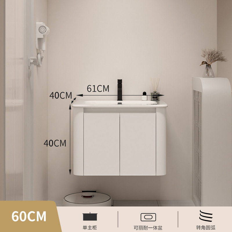 Gabinete de baño de aluminio espacial de estilo japonés combinación baño lavabo cuarto de baño gabinete colgante de cerámica lavabo integrado mesa de lavado gabinete de espejo