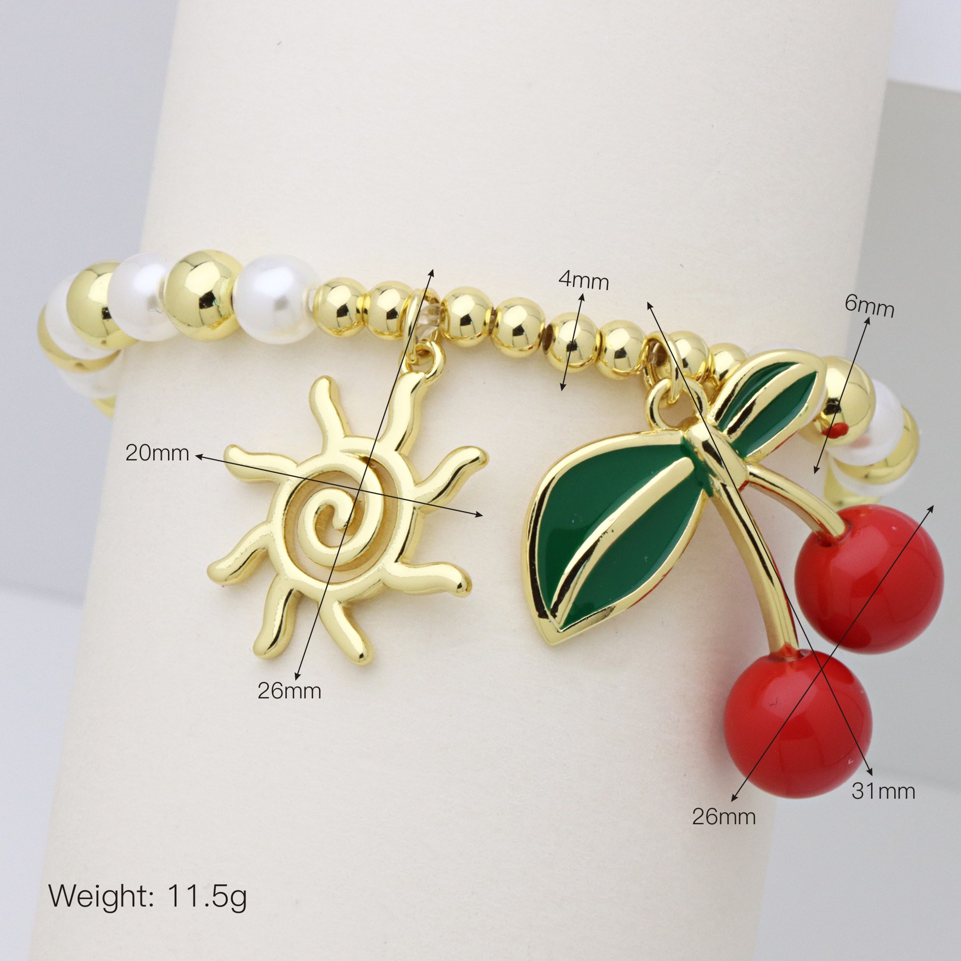 ball chain Chain Type Vintage Style Classic Style Cherry Starfish Heart Shape Artificial Pearl Copper Ball Chain Beaded Bracelets Wholesale