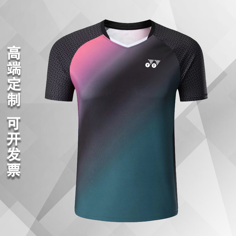 YY バドミントンウェア 夏用 通気性 男女兼用 セット ネットバレーボール スポーツウェア 競技チームユニフォーム 速乾 カップルスタイル プリント入り|undefined