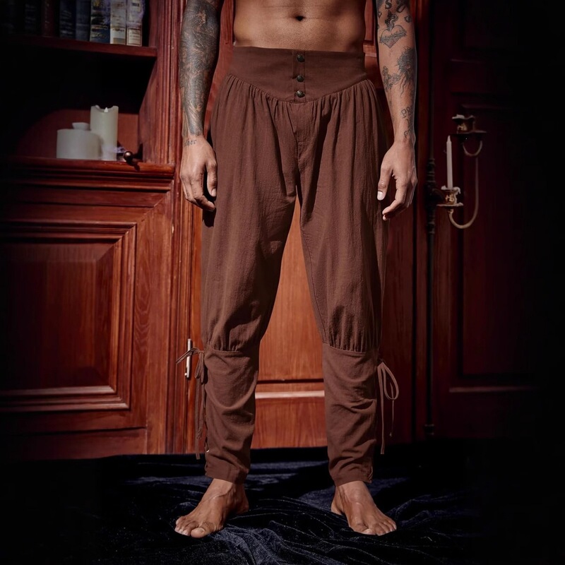 Amazon Men's Casual Pants New Arrival Summer Casual Long Pants Ankle-Tie Pants Medieval Pirate Ship Pants