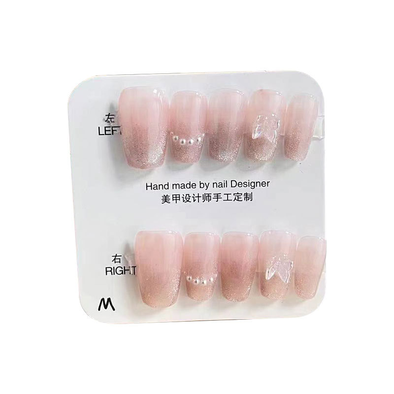 Kaiman simple rubor desgaste manual ojo de gato francés puro uñas falsas al por mayor desgaste desmontable pieza de uñas