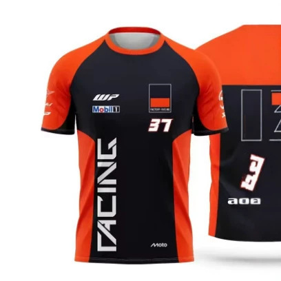 Summer Breathable Quick-Drying Motorcycle Race No. 37 2026 Men's and Women's Casual Short-Sleeved Sports T-Shirt Sports and Leisure