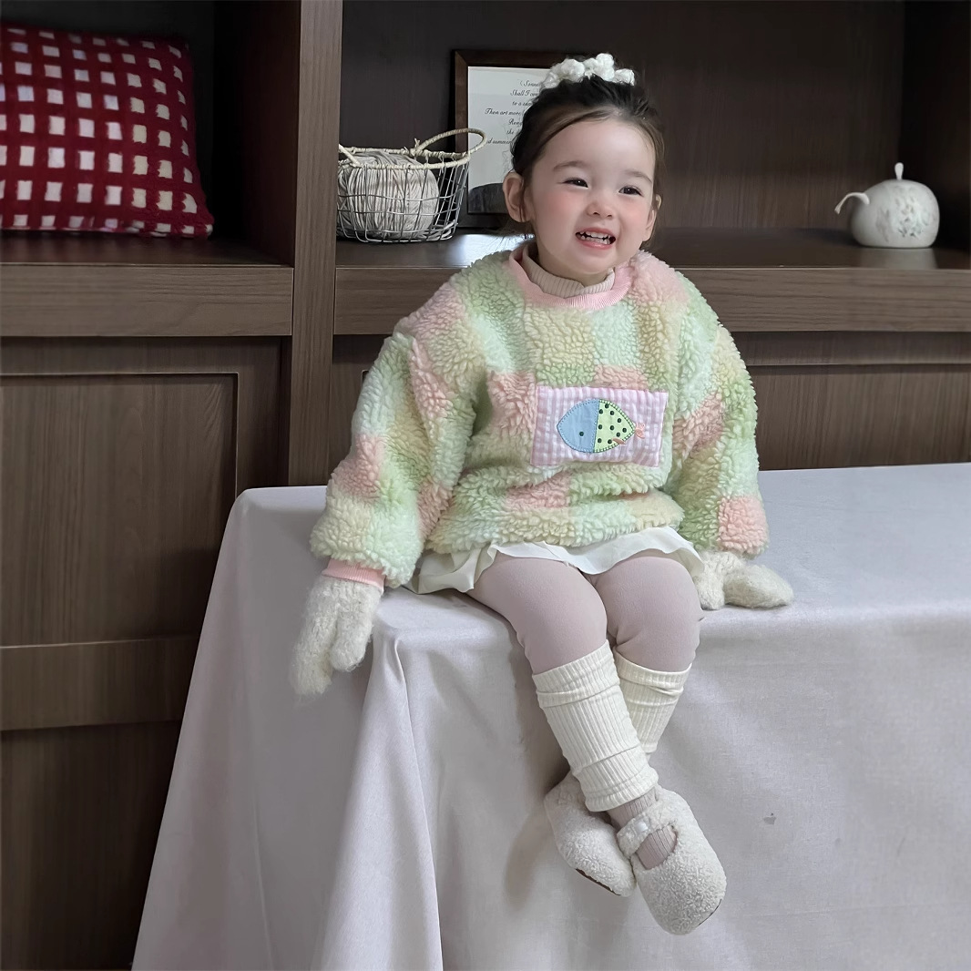 Trajes de invierno para bebés, ropa de invierno para bebés, ropa de niños coreana, suéter de pelusa, leggings