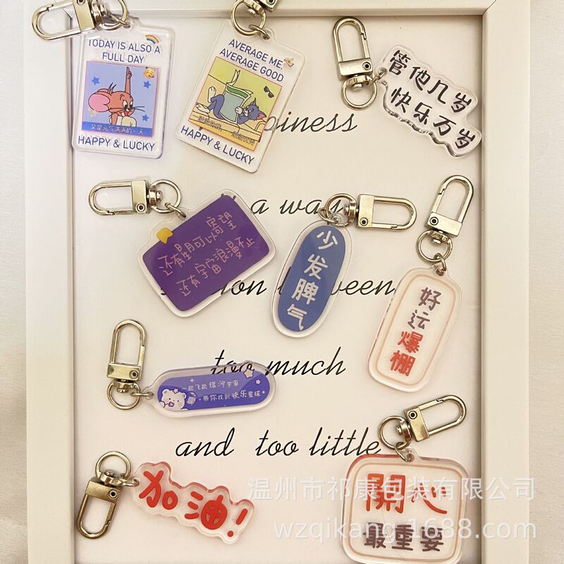 Korean ins Bear Cute Cartoon Girl Heart Student Schoolbag Hanging Ring Chain airpods Acrylic Keychain