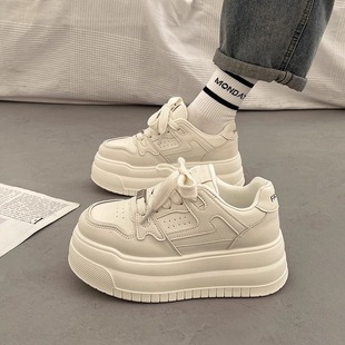 Thick-Soled White Shoes for Women 2025 Spring and Summer New Versatile Lightweight Small Height-Increasing Casual Platform Shoes