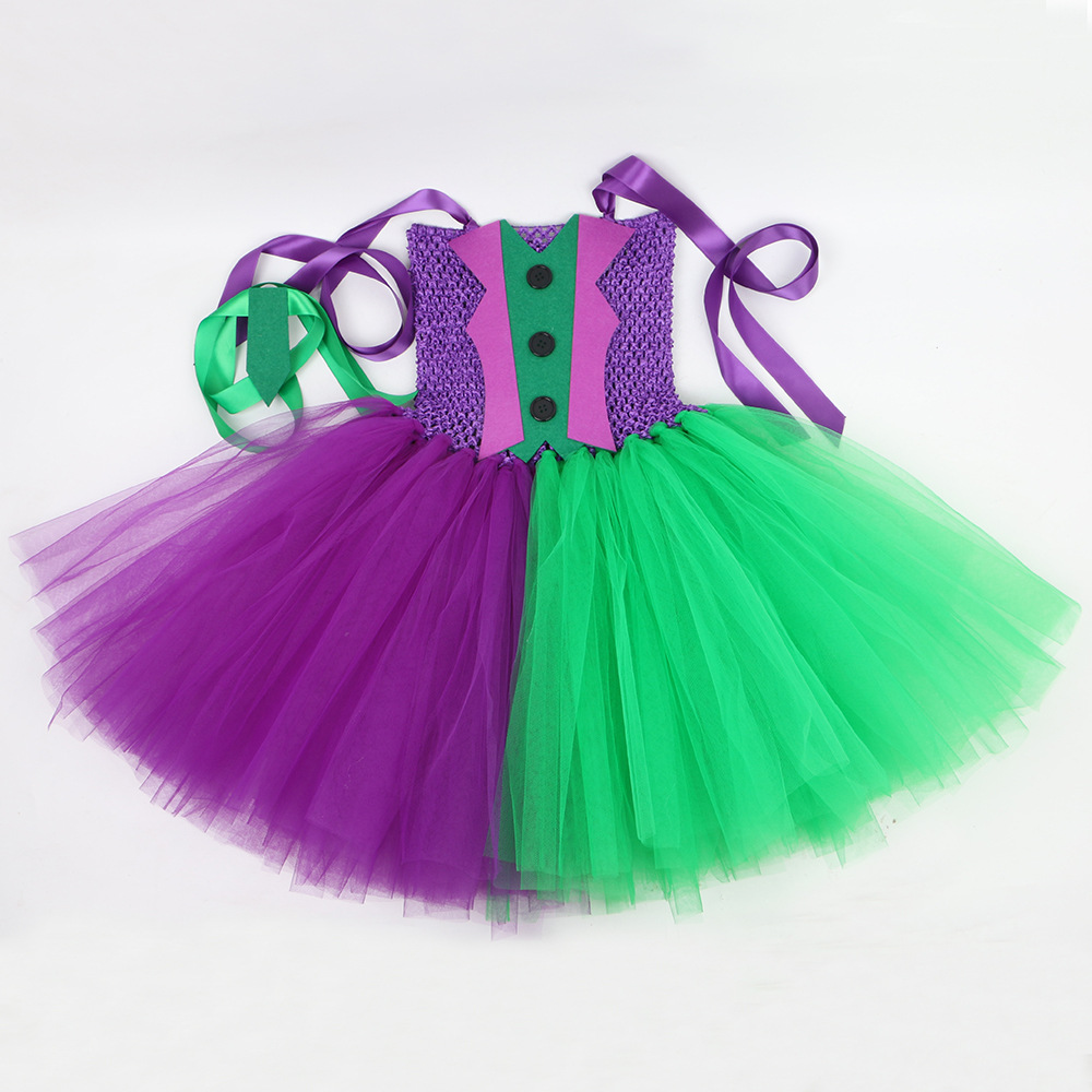 Abbigliamento per bambini Costumi per bambini di Halloween Il cavaliere oscuro Heath Ledger Batman Il Joker Gonna in tulle a rete per bambine_voghion.com