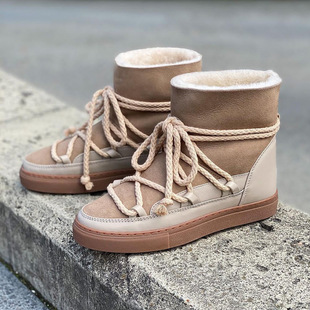 2024 Autumn and Winter New Strap Design Western Boots Retro Niche Fur One Strap Increased Thick-soled Boots Trendy