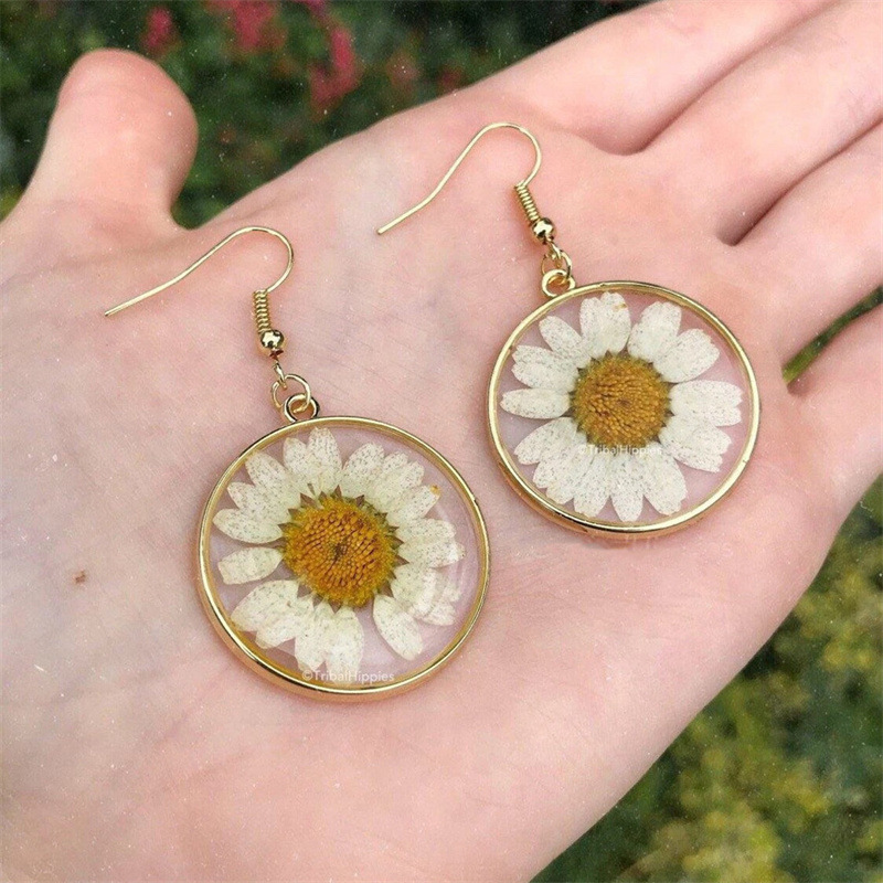 Cross-border New Eternal Flower Daisy Earrings European and American Cross-border Fashion Earrings Hippie Bohemian Style Gift
