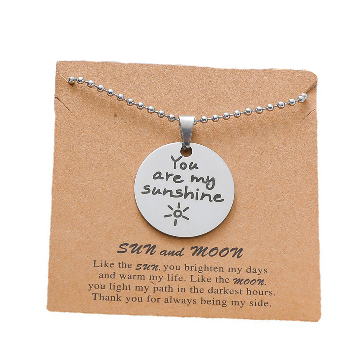 New Lettering Necklace Simple Fashion Titanium Sun Moon Titanium Steel Necklace display picture 6