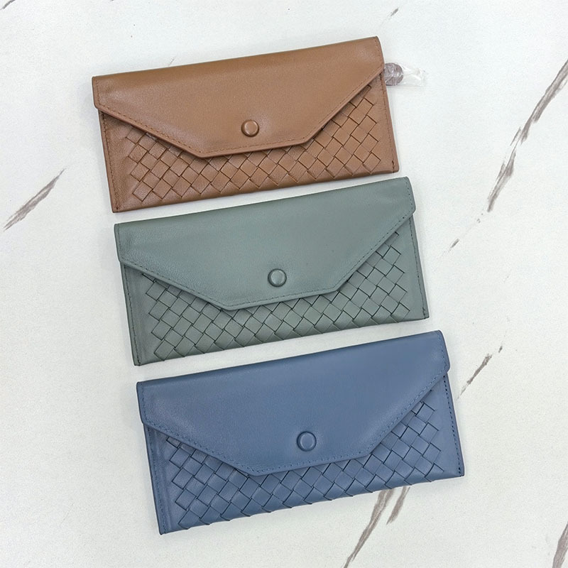 Woven universal card holder, fashionable wallet, thin classic bag, genuine leather