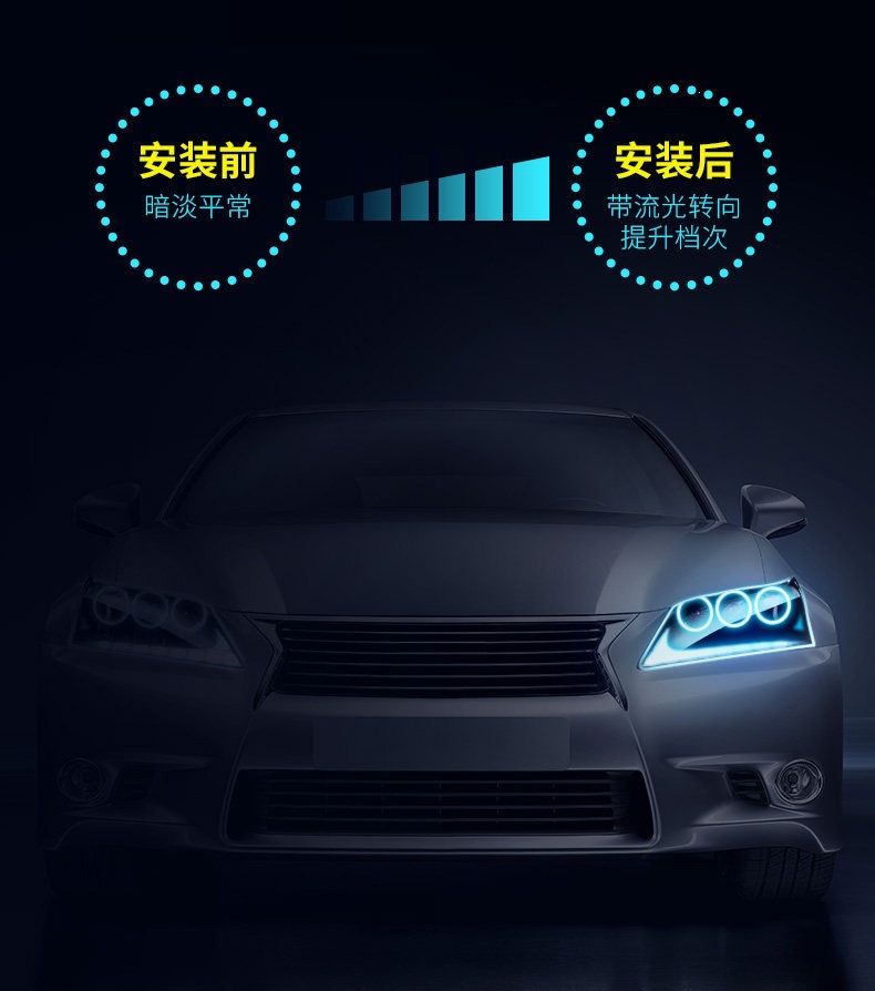 Suitable for universal modification of car turn signals, daytime running lights, decorative lights, eyebrow lights, driving lights, LED flowing turn signals