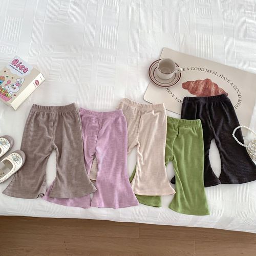 Korean style children's clothing spring and autumn new style girls' bell pants candy multi-color baby thin high elastic ribbed casual trousers trendy