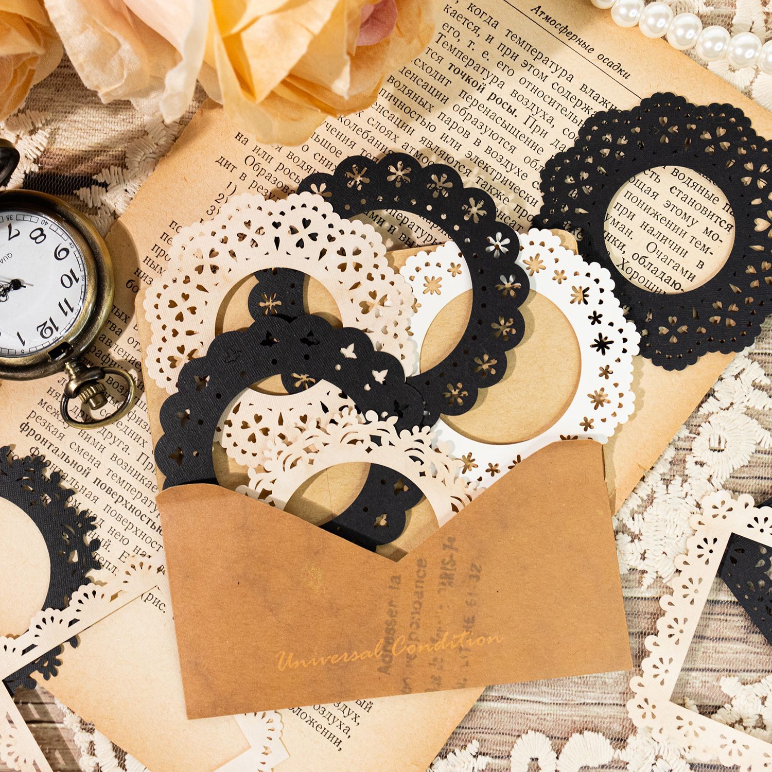 Cross-border Border Museum Series Lace Retro Handmade Album Material Collage Cut-out Pressed Flower Handmade Album Decoration DIY