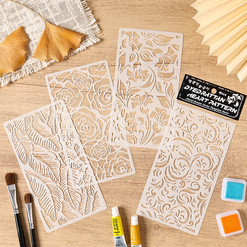 Cross-border for flower language pattern dream hand-written newspaper hollow template children's oil painting stick graffiti painting diy template wholesale