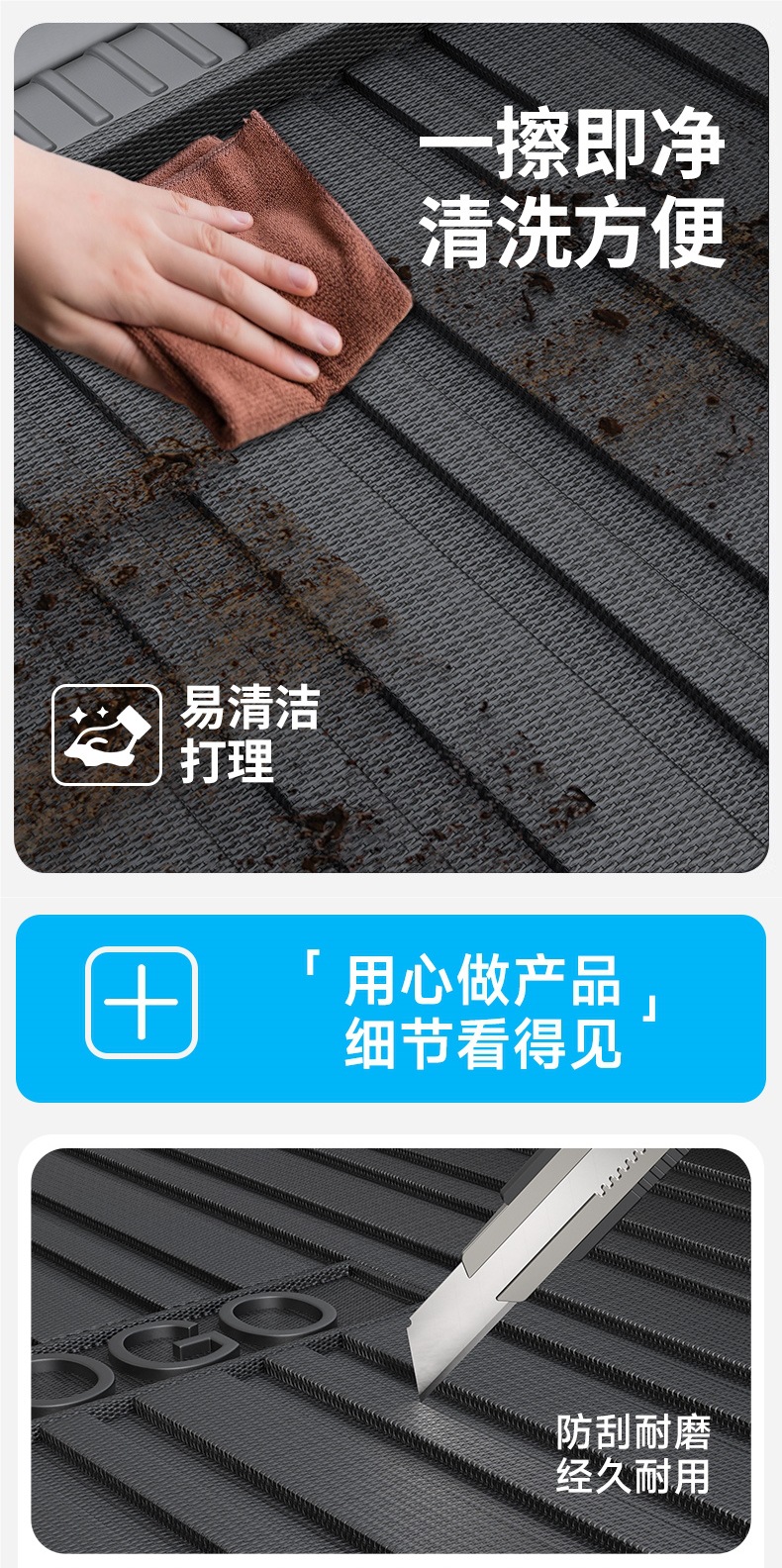 Tpe Car Trunk Mat Special for 2025 New and Old Car Trunk Mat Anti-Dirty High Side Waterproof Trunk Mat