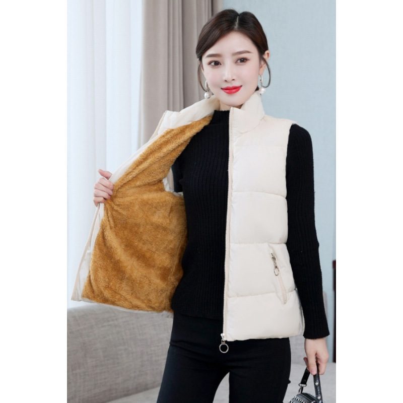 Y Autumn and Winter Cloud Cotton Short Horse Clip Korean Loose fleece-lined Thickened Warm Sleeveless Outer Wear Horse Clip