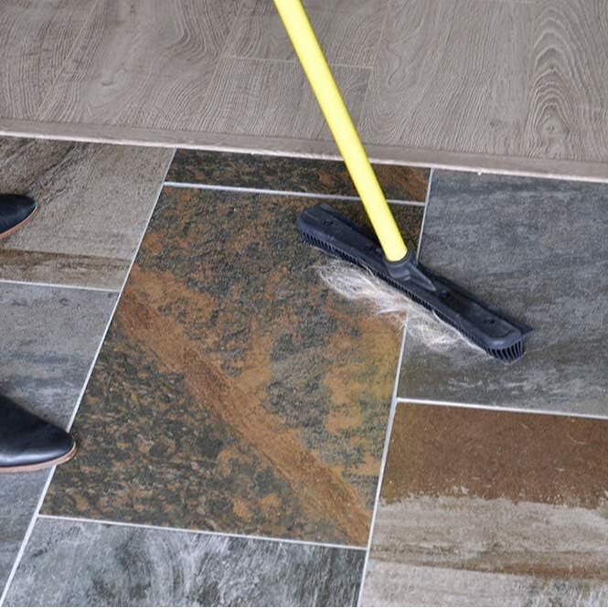 Foreign Trade Wholesale Custom Original Indoor Pet Hair Rubber Broom with Carpet Rake and Scraper