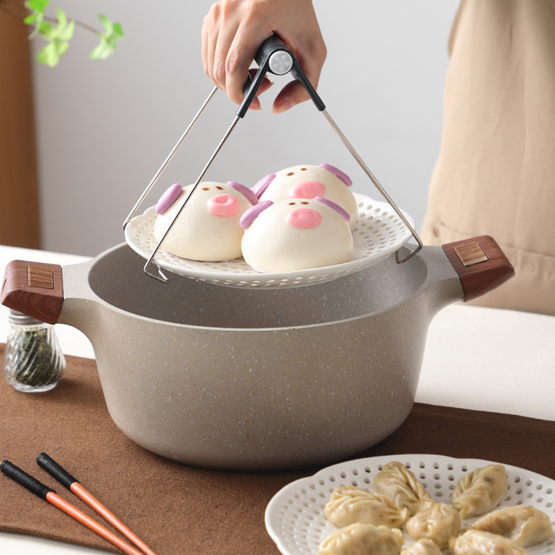 セラミック蒸しトレイ餃子蒸しトレイクリエイティブ家庭用ハイエンド磁器トレイ排水多目的フルーツトレイセラミック穴あき蒸しトレイ|undefined
