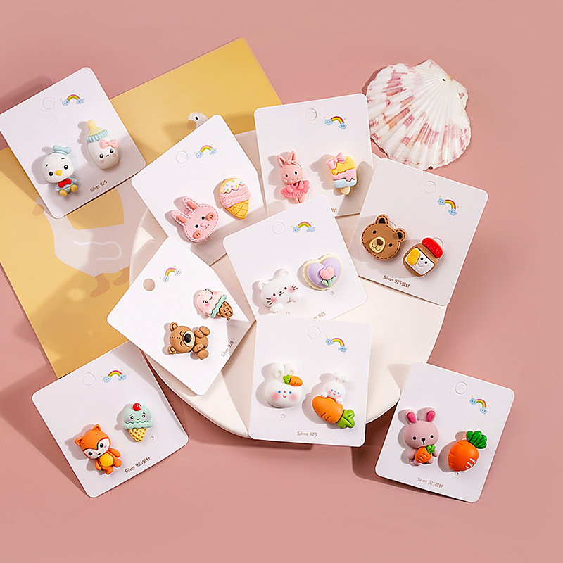 Women'S Gender 1 Pair Cartoon Style Cute Animal Cartoon Asymmetrical Plating Alloy Ear Studs