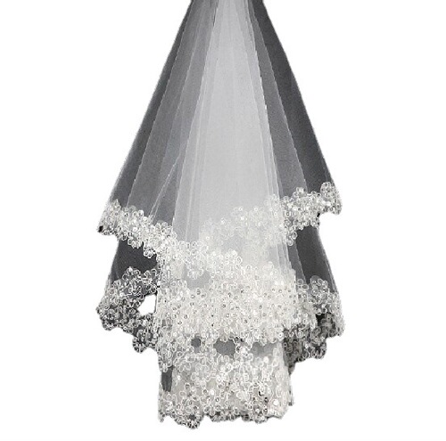 Bridal Wedding Veil Sequin Lace Wedding Veil Simple Short Super Fairy Wedding Dress Accessories Cross-Border Hot Sale