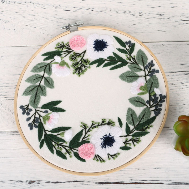 Original DIY bordado hecho a mano paquete de material elegante flores y plantas de estilo europeo traje de costura transfronteriza Inglés