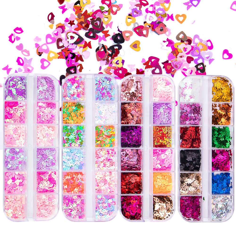 30g Weight Nail Decoration Accessories Nail Supplies See detail page-[15 Books in a Box] Rainbow Horse Keychain Box Quantity Sequin Material Square, Moon, Heart Shape Pattern Simple Style Style Hot 12 Nail Art Too Small Sequins Nail Art Jewelry For Valentine's Day Ultra-Thin Nail Sticker Wholesale 无
