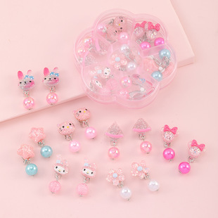 Cartoon cute resin children's earless earrings ear clip children's funny ear buckle earrings kindergarten girl small gift