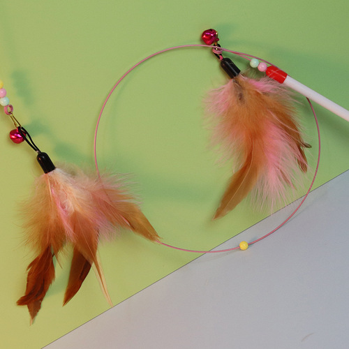 Wire Cat Funny Stick Feather Bell Cat Toy Interactive Self-Happling Cat Funny Stick Wholesale Replacement Head Bite-resistant Cat Toy