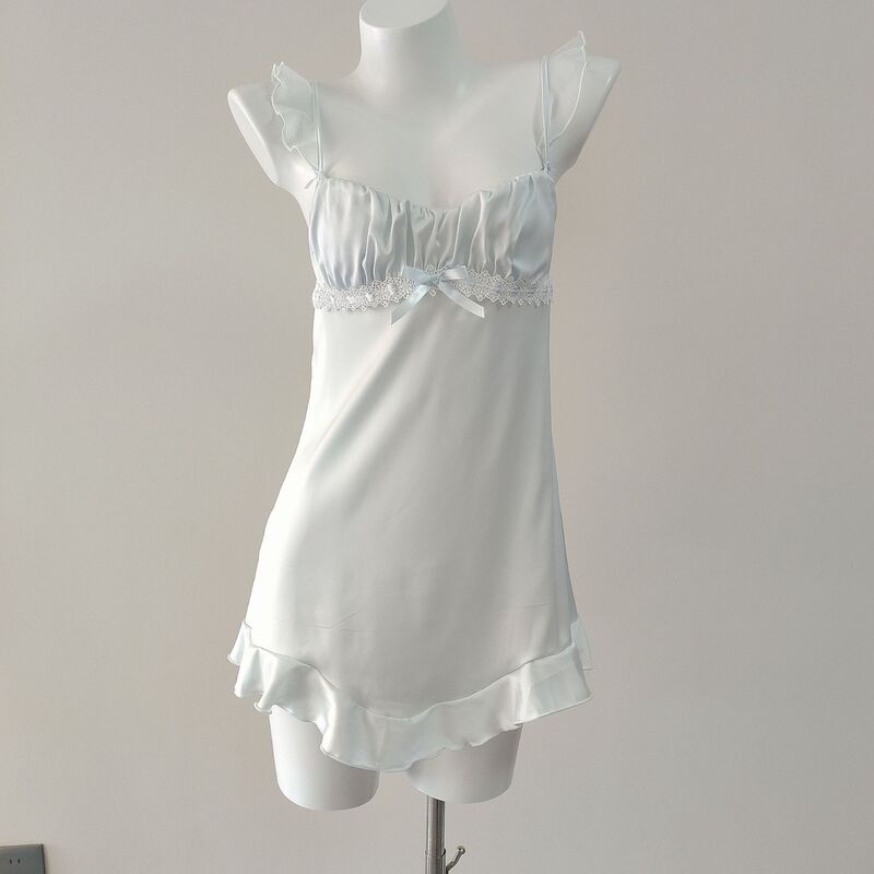 French-Style High-End Pure Desire Style Nightgown with Chest Pads, New Satin Comfortable Camisole with Pleated Cup Pads, Sleepwear, Loungewear French-Style High-End Pure Desire Style Nightgown with Chest Pads, New Satin Comfortable Camisole with Pleated Cup Pads, Sleepwear, Loungewear