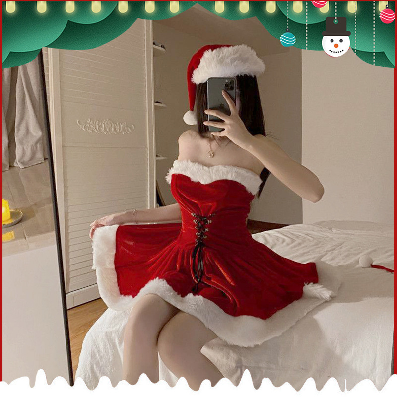 European and American Foreign trade chubby girl Christmas suit nightclub bunny sexy maid temptation cute princess party suit European and American Foreign trade chubby girl Christmas suit nightclub bunny sexy maid temptation cute princess party suit
