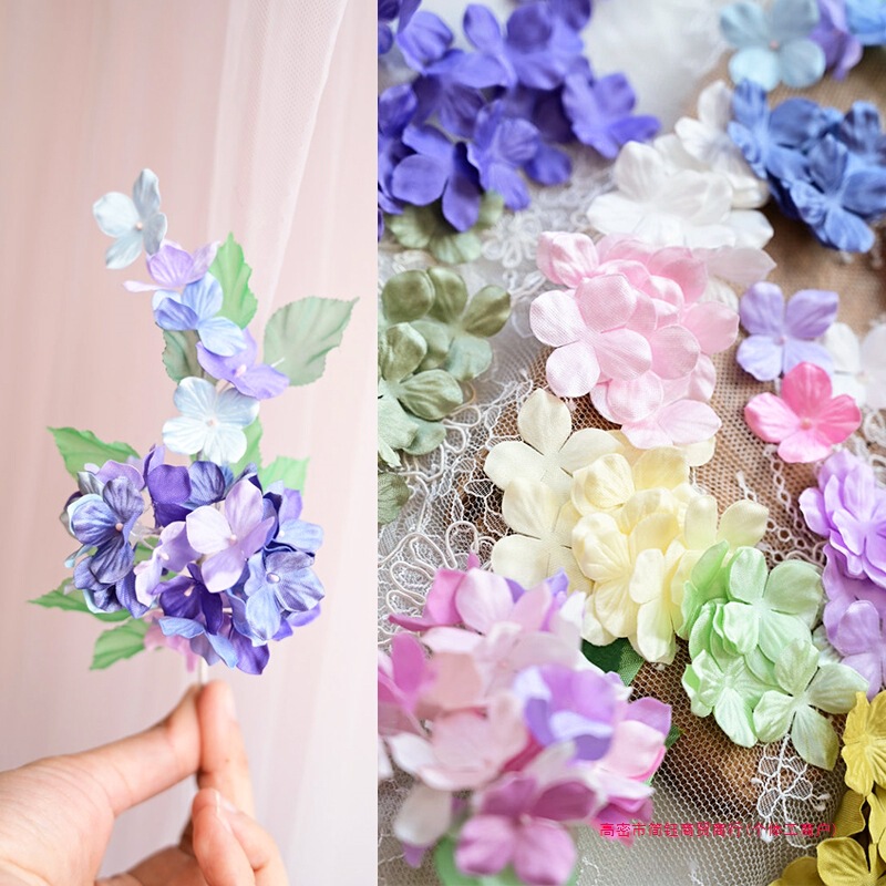 B6 ホットフラワー造花サテン立体プリーツフラワーアクセサリー DIY 手作りベビー服花材アジサイの花びら|undefined