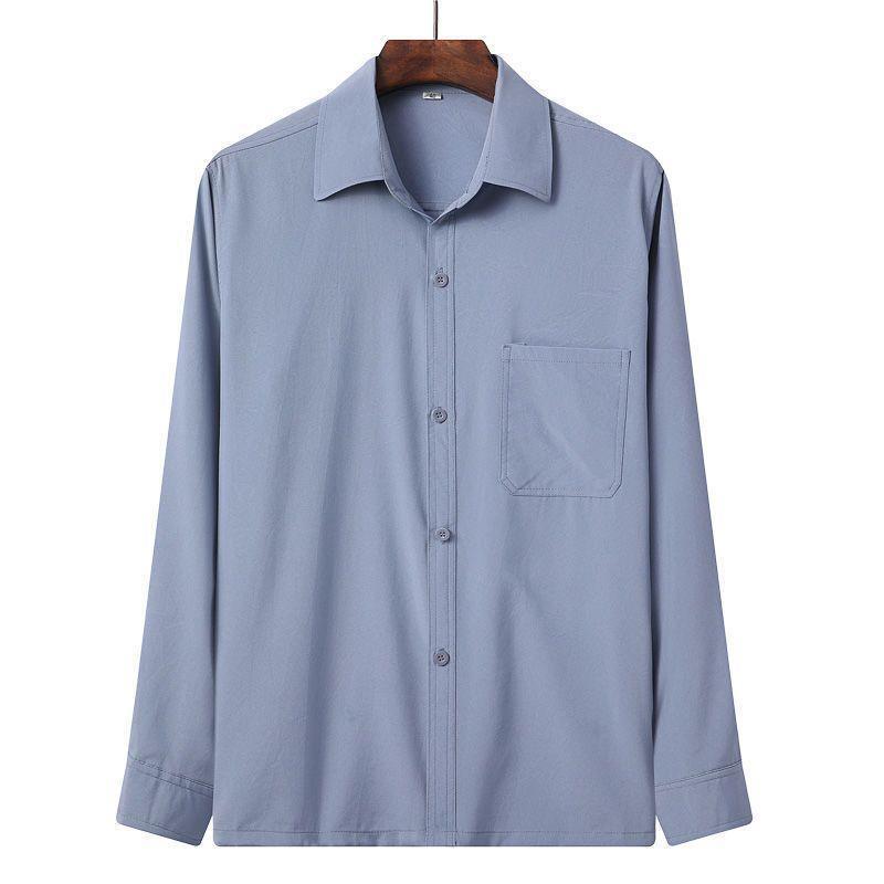 Middle-Aged and Elderly Men's Ice Silk Long-Sleeved Shirts, Spring and Summer Thin Casual Solid Color Shirts for the Elderly, Grandpa and Dad Wear Middle-Aged and Elderly Men's Ice Silk Long-Sleeved Shirts, Spring and Summer Thin Casual Solid Color Shirts for the Elderly, Grandpa and Dad Wear