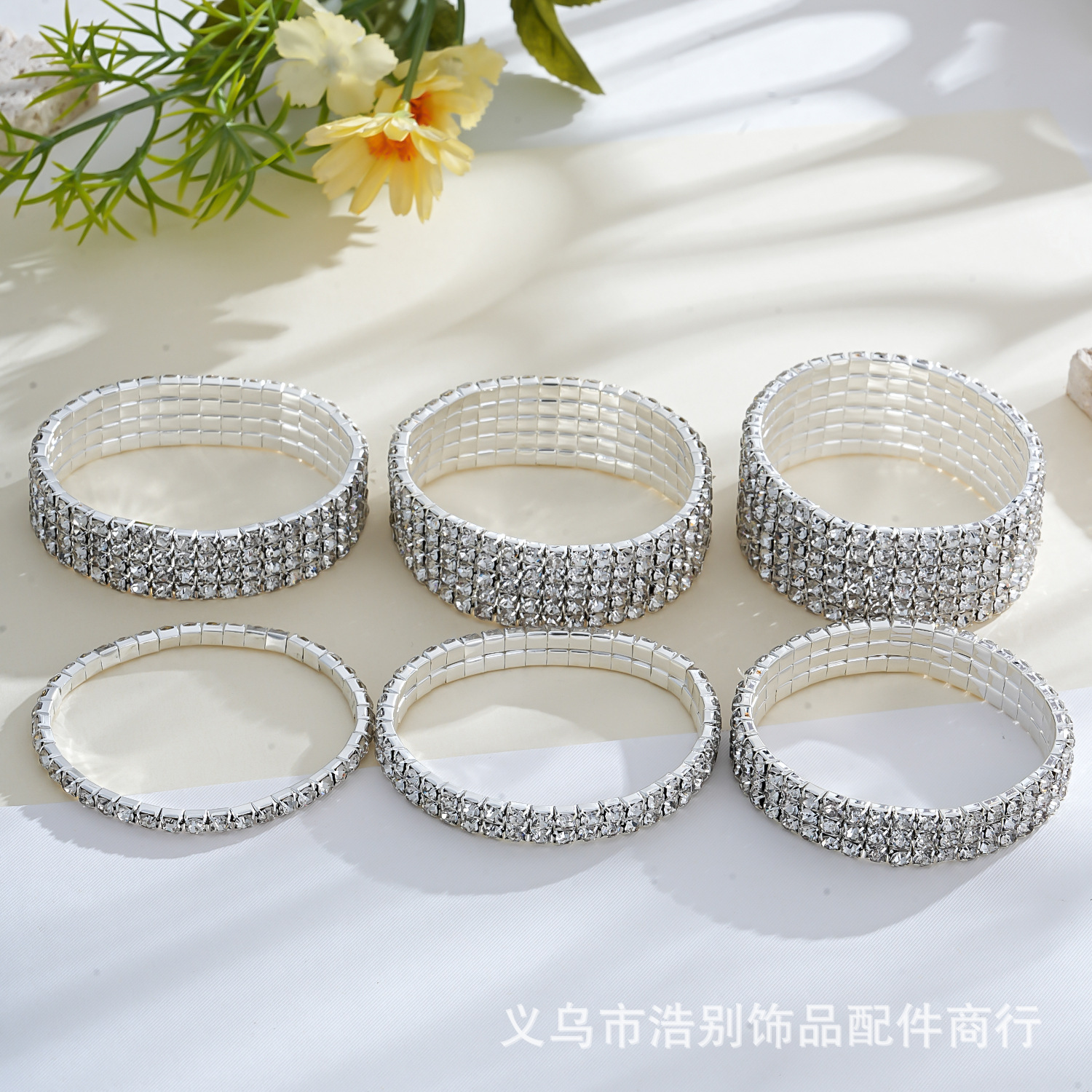 4MM弹力手链多排全钻 外贸批发 跨境镶钻饰品批发