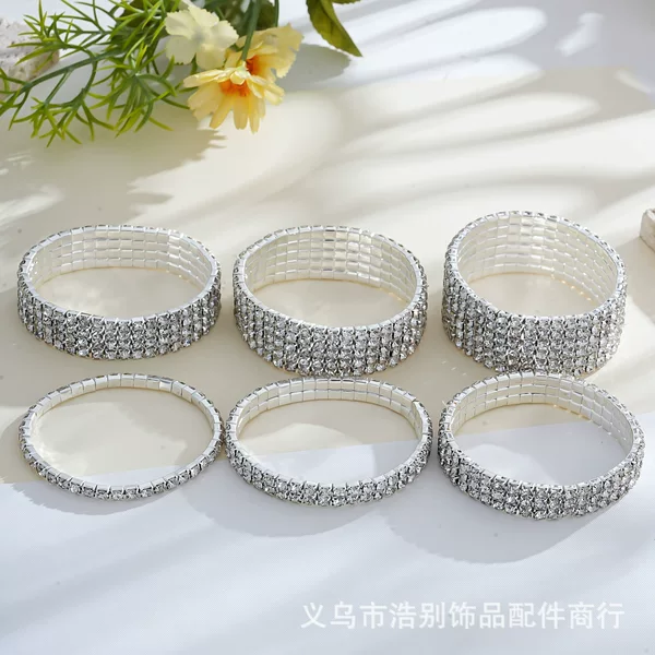 4mm Elastic Bracelet Multi-Row Full Diamond Export Wholesale Cross-Border Diamond Jewelry Wholesale