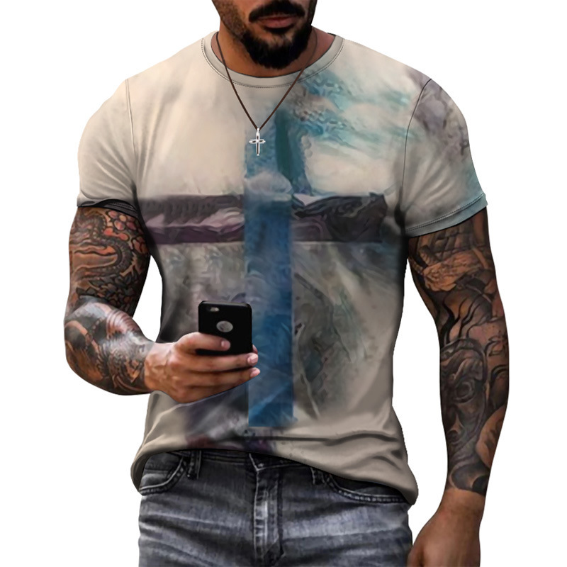 Moda de verano europea y americana, top de moda delgado de cuello redondo para hombres, camiseta juvenil, soporte, pedido de una pieza de cabello