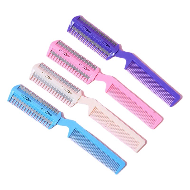 Corte de cabello de doble cara peine flequillos adelgazamiento del cabello trimmer hogar peluquería peine peluquería profesional multifuncional cuchillo de corte de cabello