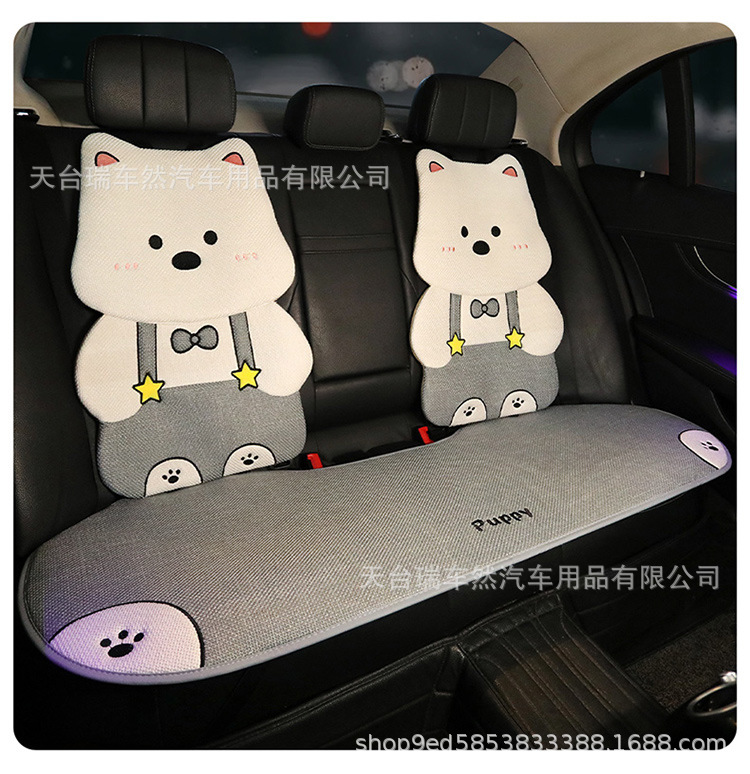 2026 New Model Car-Specific Seat Cushion, All-Season Universal Cotton-Linen Cartoon Cute Puppy 3D Seat Backrest Cushion