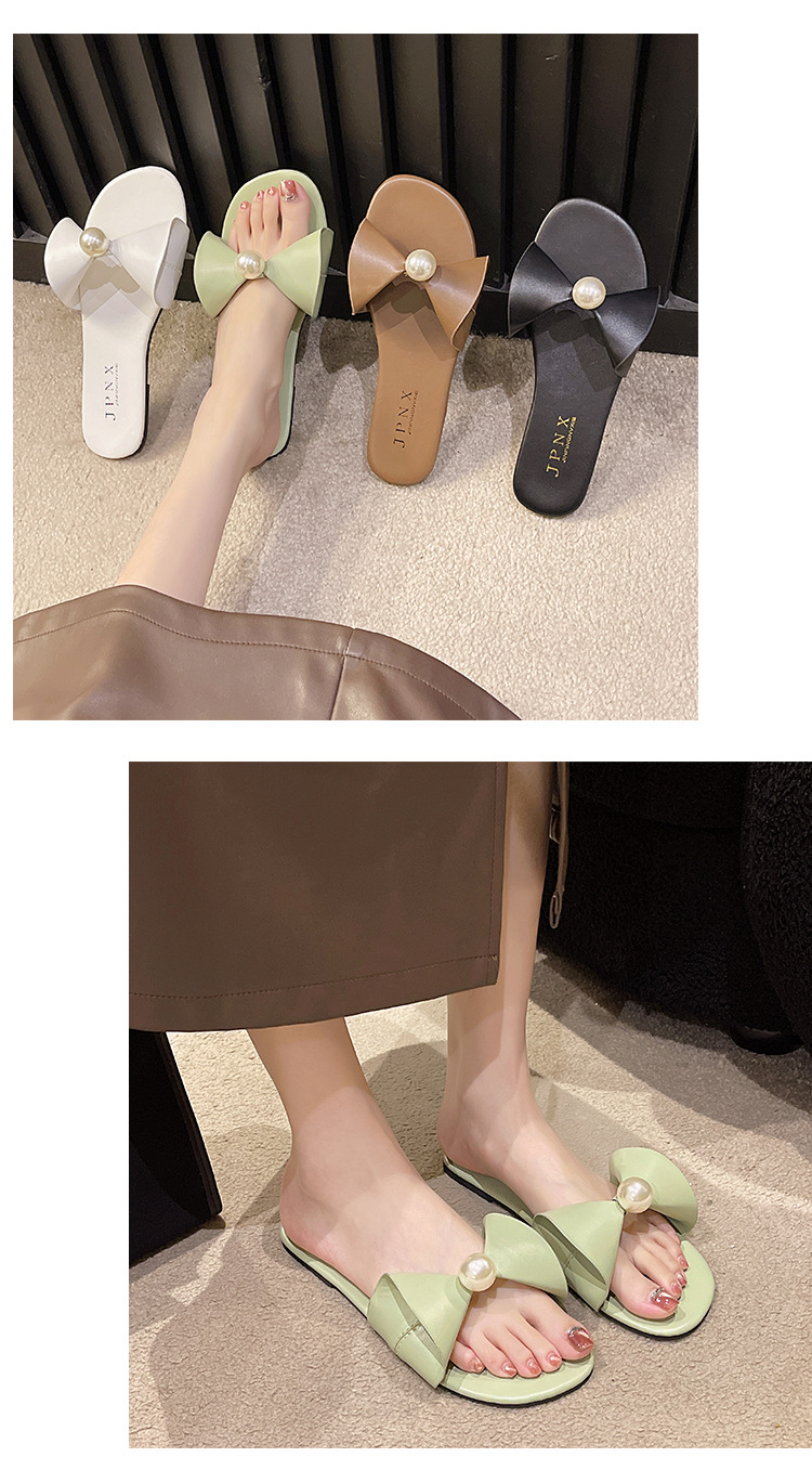 Women's Casual Commute Solid Color Bowknot Round Toe Slides Slippers display picture 3