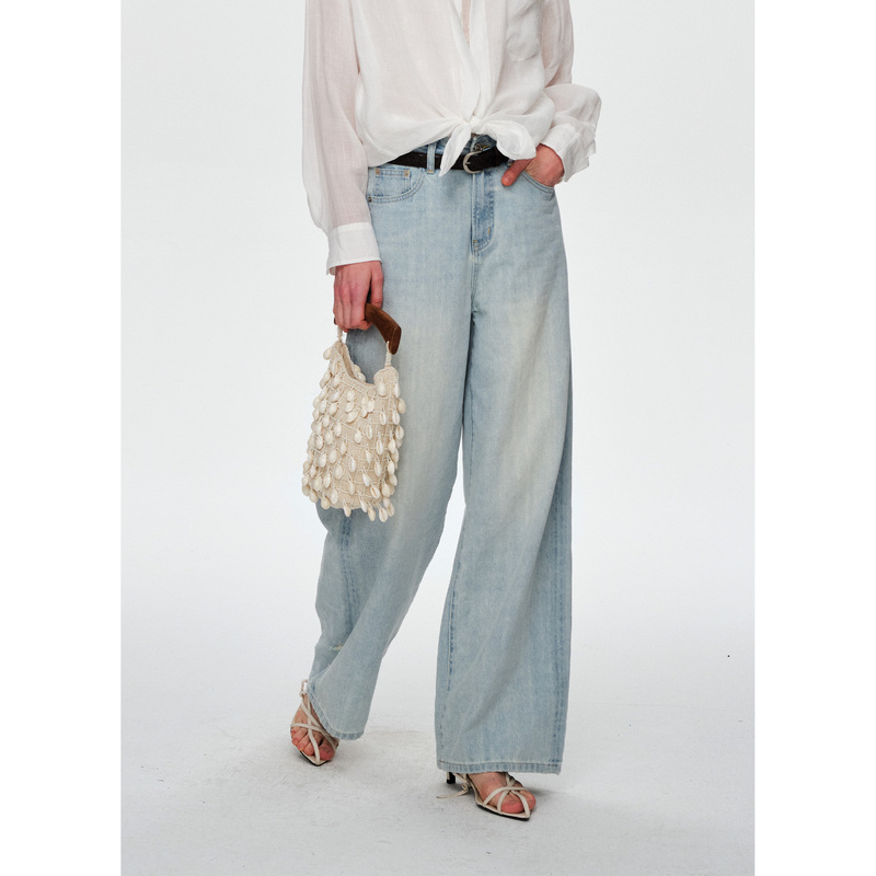Comos Cms 2026 Spring New Style Floor-Length Washed Straight-Leg Versatile Casual Denim Long Pants for Women 258175 Comos Cms 2026 Spring New Style Floor-Length Washed Straight-Leg Versatile Casual Denim Long Pants for Women 258175