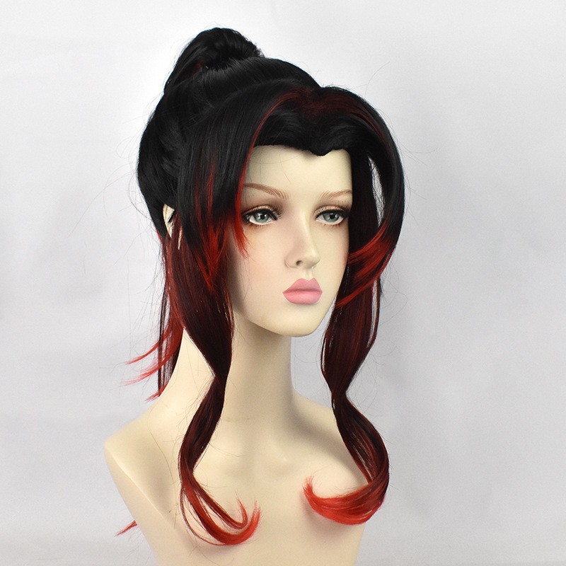Arte a la deriva Ghost Blade cos Peluca Black Death Mou Ji Guoyuan Peluca de cosplay gradual rojo negro Ji Guo Yan Sheng