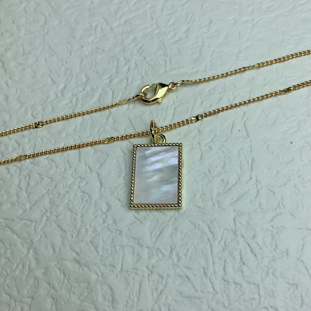 Fashion Square plate Copper Inlaid Shell Necklace 1 Piece