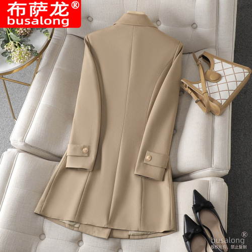 Busalong new women's coat Korean professional medium and long suit collar windbreaker outer overalls 8620