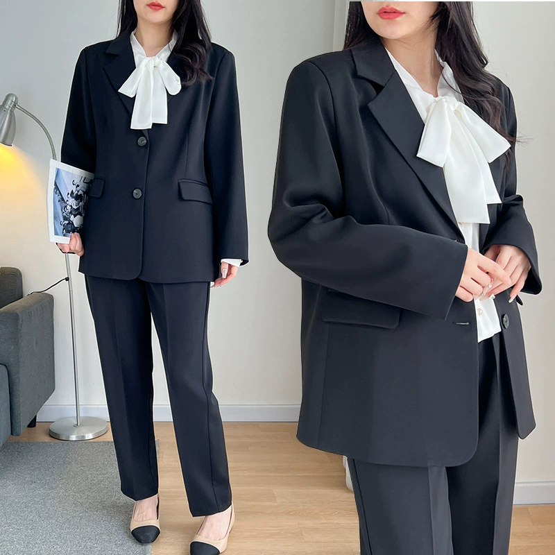 Черный пиджак, пиджак, Женский Свободный Повседневный формальный пиджак больших размеров, пухлая девушка, Специальная женская одежда