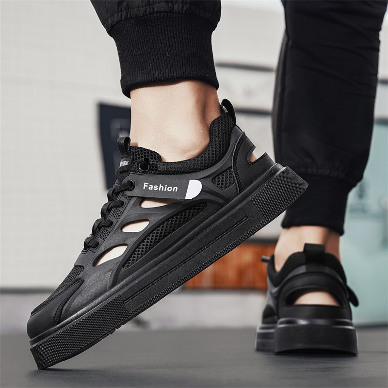 2025 sandalias para hombre malla de verano transpirable uso exterior antideslizante hueco juvenil conducción al aire libre deportes agujero de playa