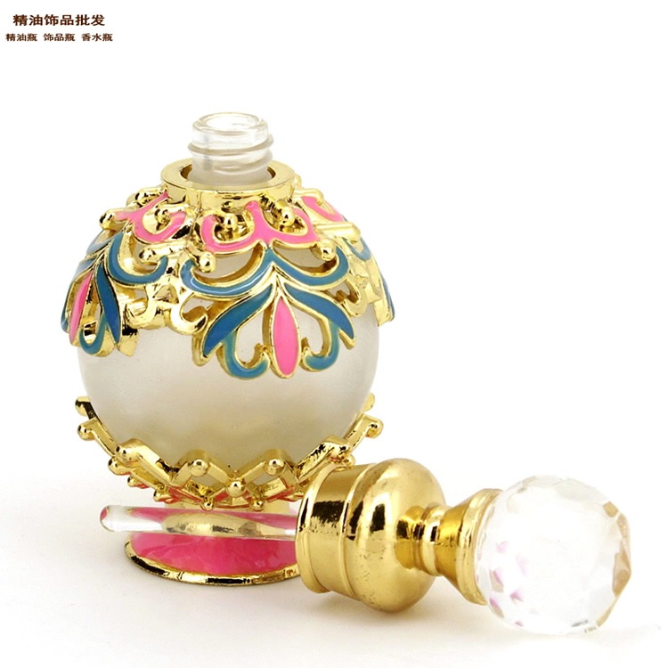 精油饰品网15ml金色球形粉蓝花香水瓶3.jpg