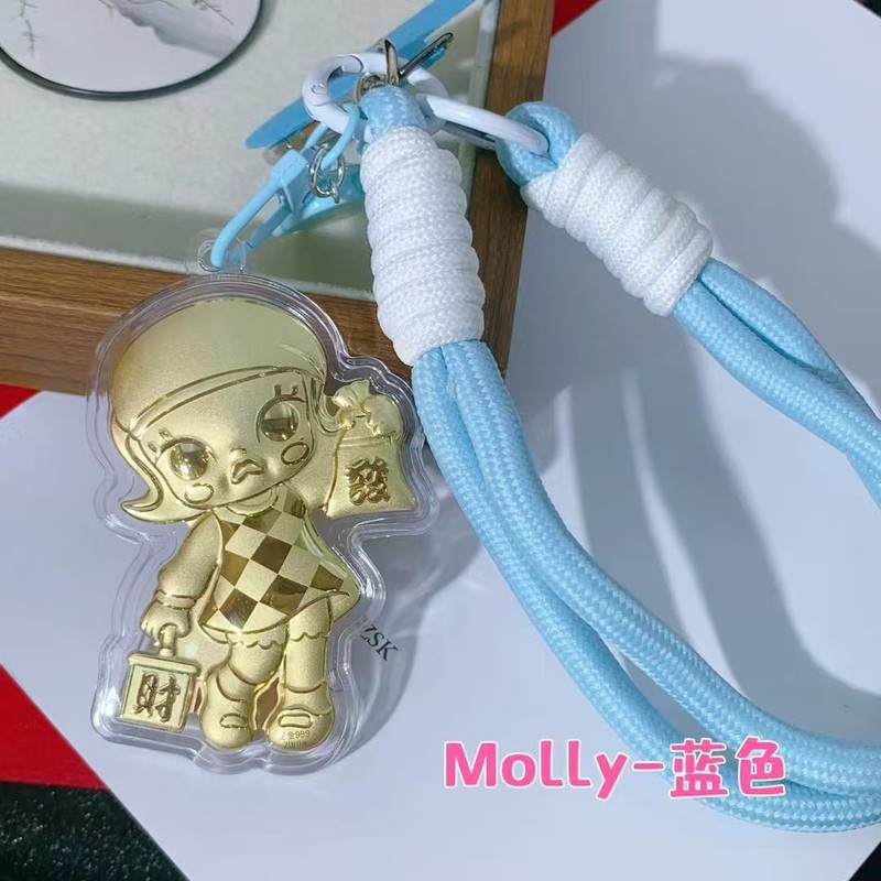 新款含金泡泡玛特拉布布手机挂绳发财Molly公仔钥匙扣包挂件批发|undefined