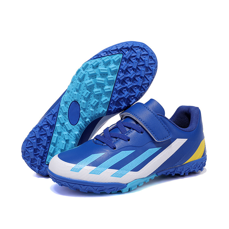 Tenis de Fútbol Infantil Turf de Caucho y TPU con Amortiguación y Cierre de Velcro para Césped Natural y Artificial