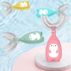 LVSU Manual Kids U-shaped Silicone Toothbrush Baby Tongue Cleaning Manual U-shaped Kids Toothbrush