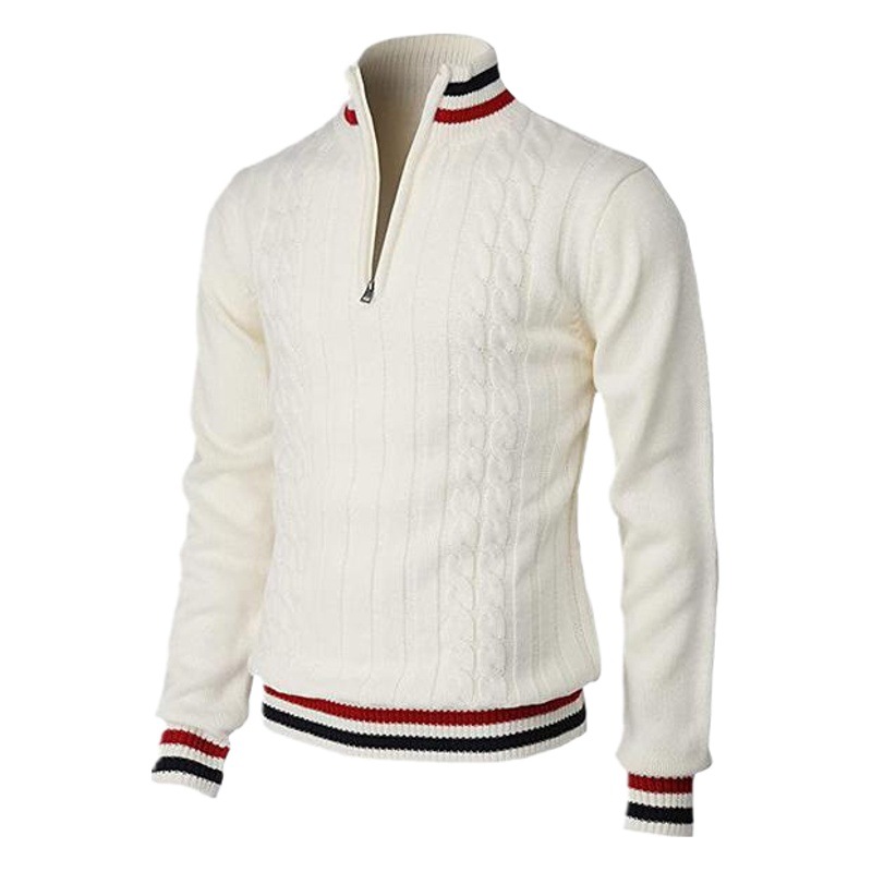 Nuevo Amazon AliExpress suministro transfronterizo estilo británico negocio casual color a juego cremallera cuello alto suéter de los hombres