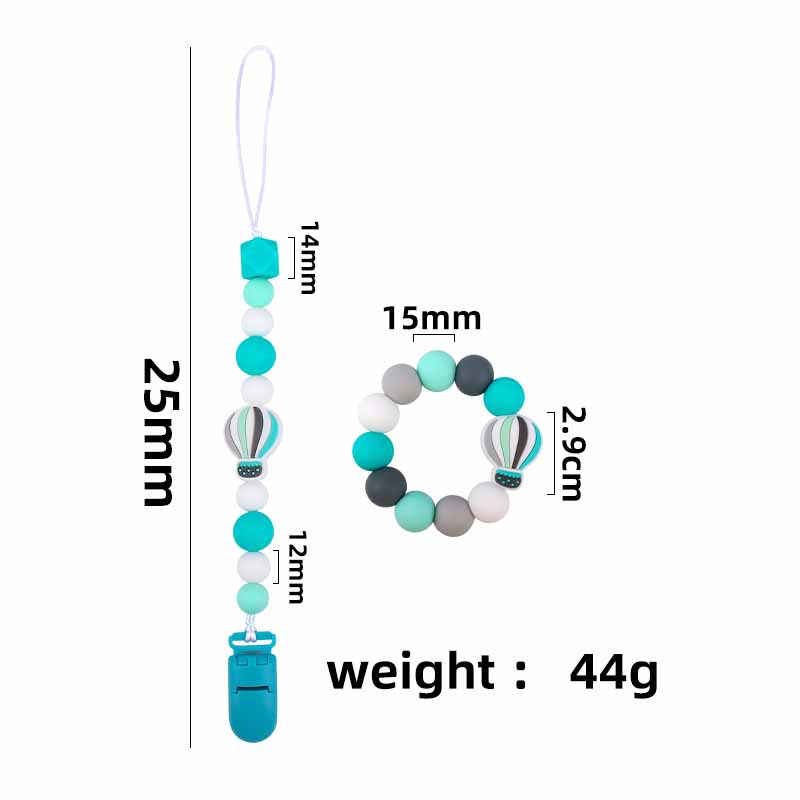 Nuevo bebé dibujos animados globo de aire caliente pulsera de silicona teether palo pezón cadena anti-gota cadena juguete teether